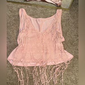 Western Lace Fringe Top
